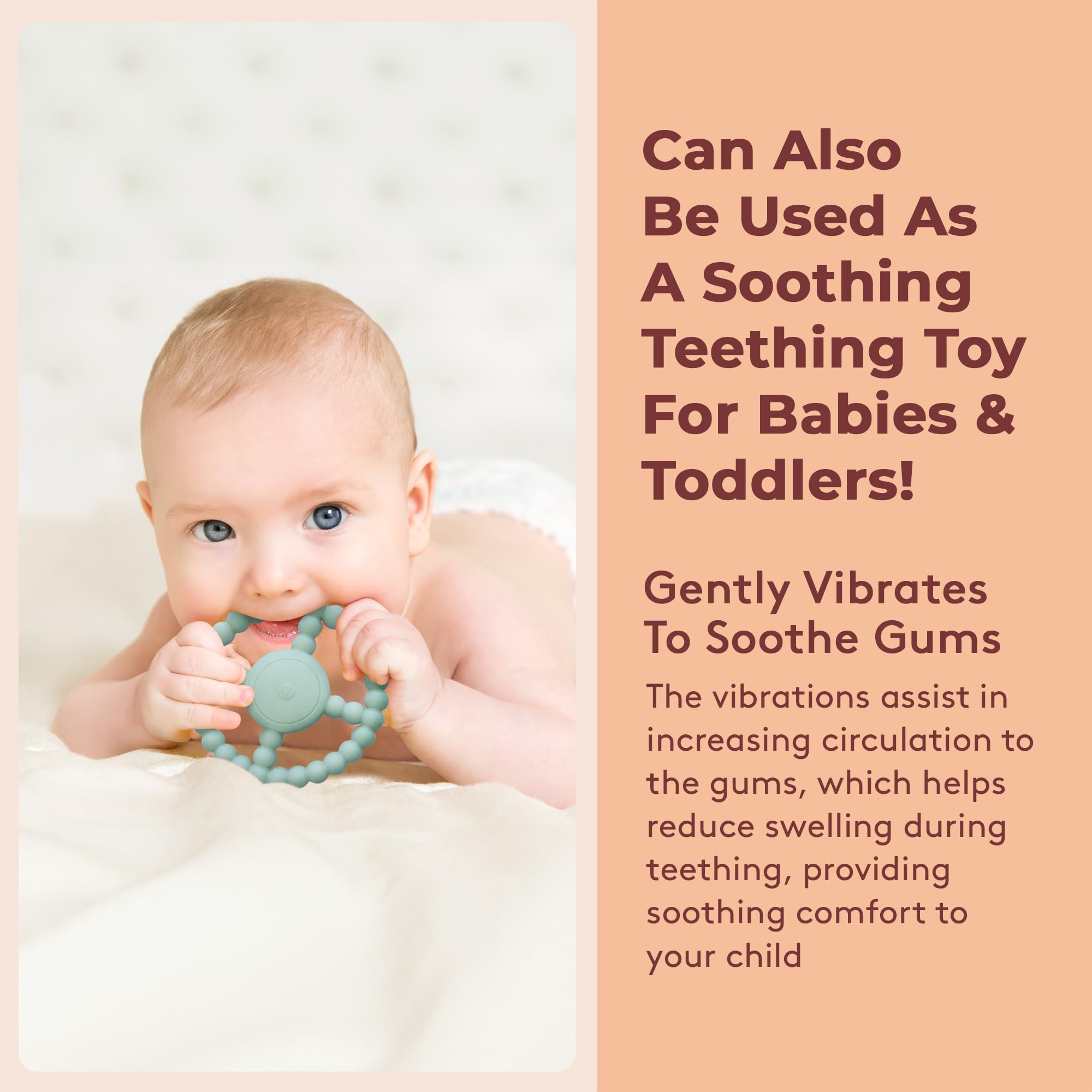 LoveHugs vibrating sensory chew toy close-up silicone, safe materials.