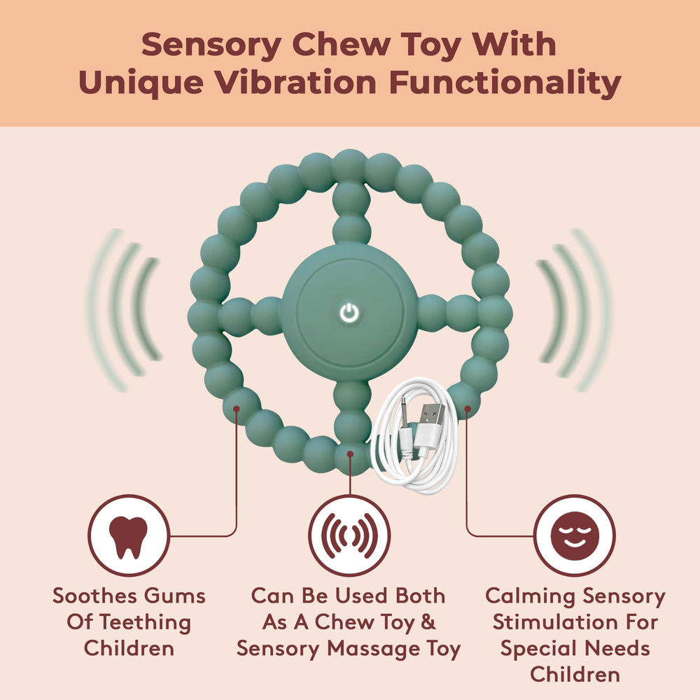 LoveHugs vibrating sensory chew toy in use, supporting sensory needs for autistic children.