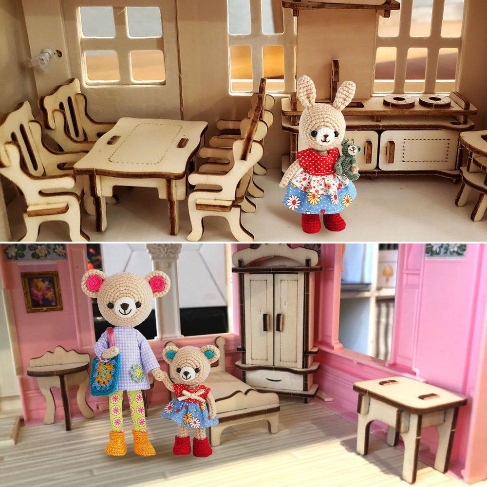 LOVEINUSA paintable dollhouse pieces, customize colors for creative decor.