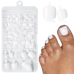 LoveOurHome white press-on toenails kit for at-home pedicures