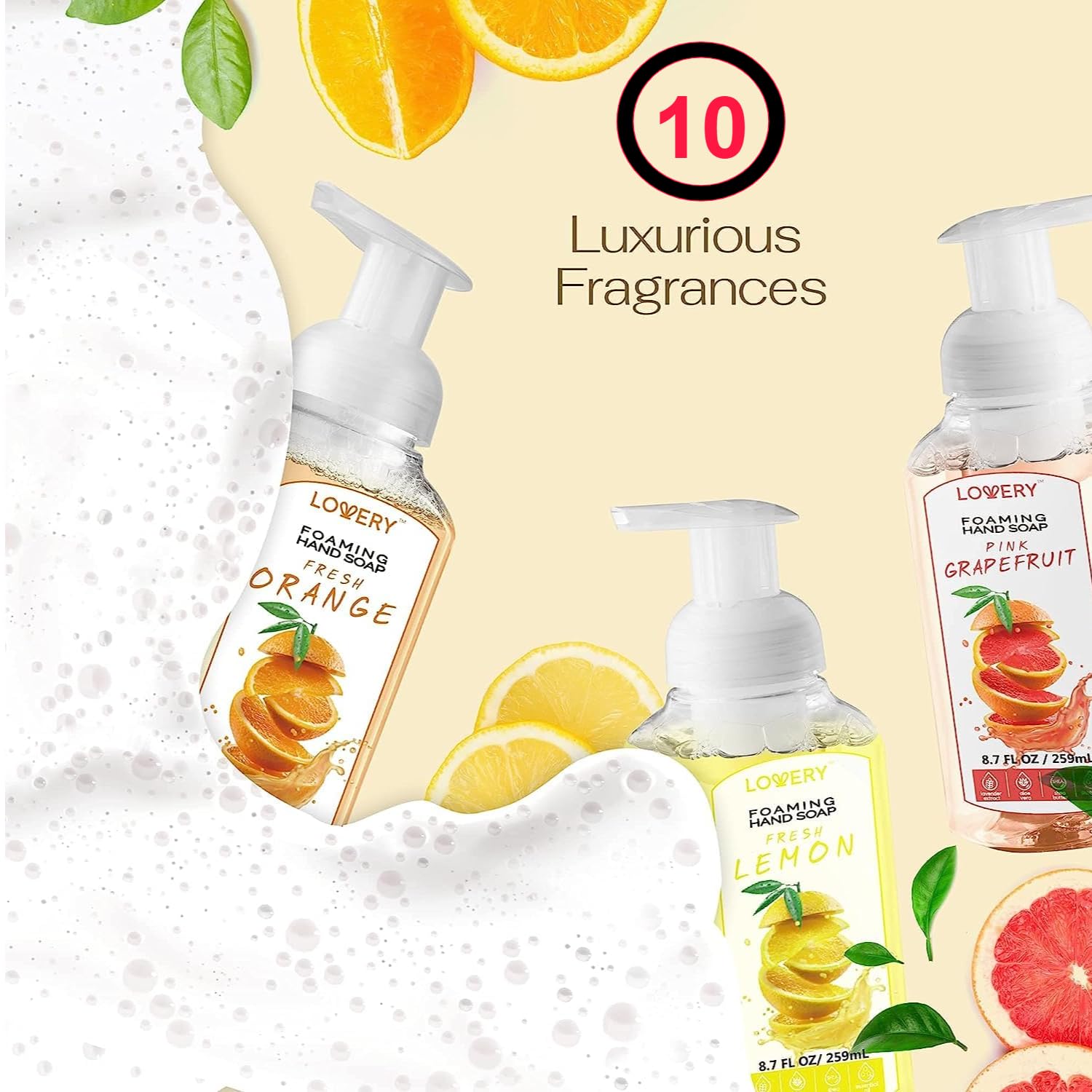 Lovery foaming hand soap close-up highlights rich luxurious lather