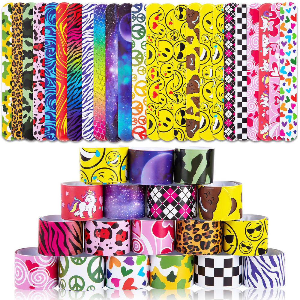 LovesTown slap bracelets 48-pack set for party favors and goody bags