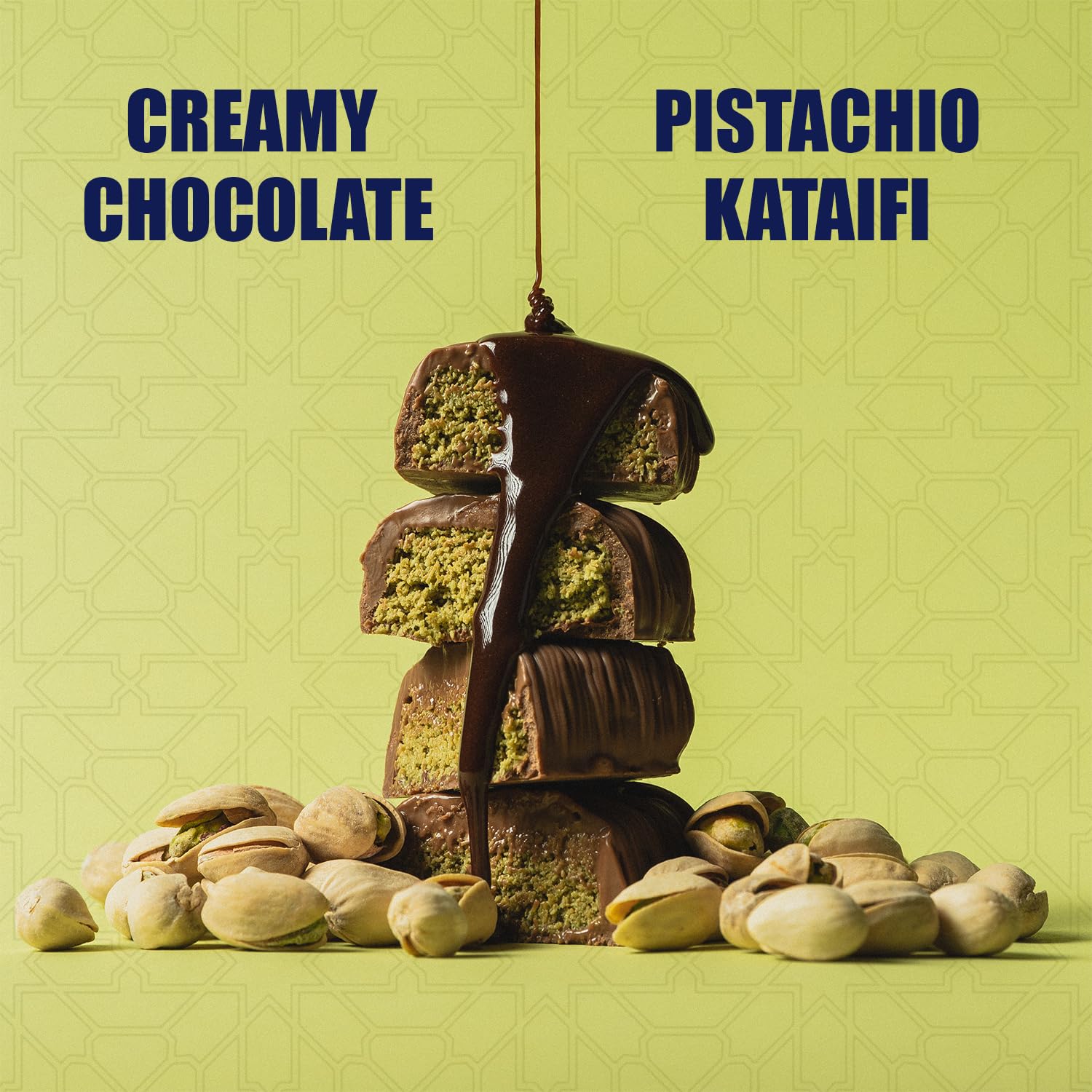 Lovetta Dubai Pistachio Cream Knafeh cross-section reveals creamy filling
