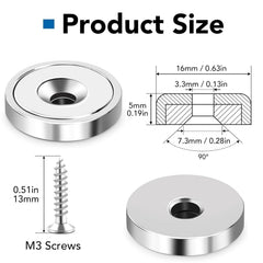 LOVIMAG magnets with matching screws included for quick installations on metal surfaces.
