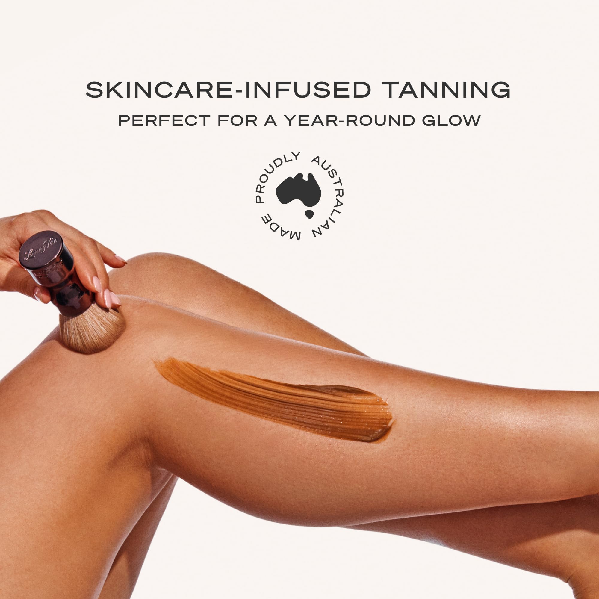 Loving Tan self tanning lotion during hand application shows streak-free technique