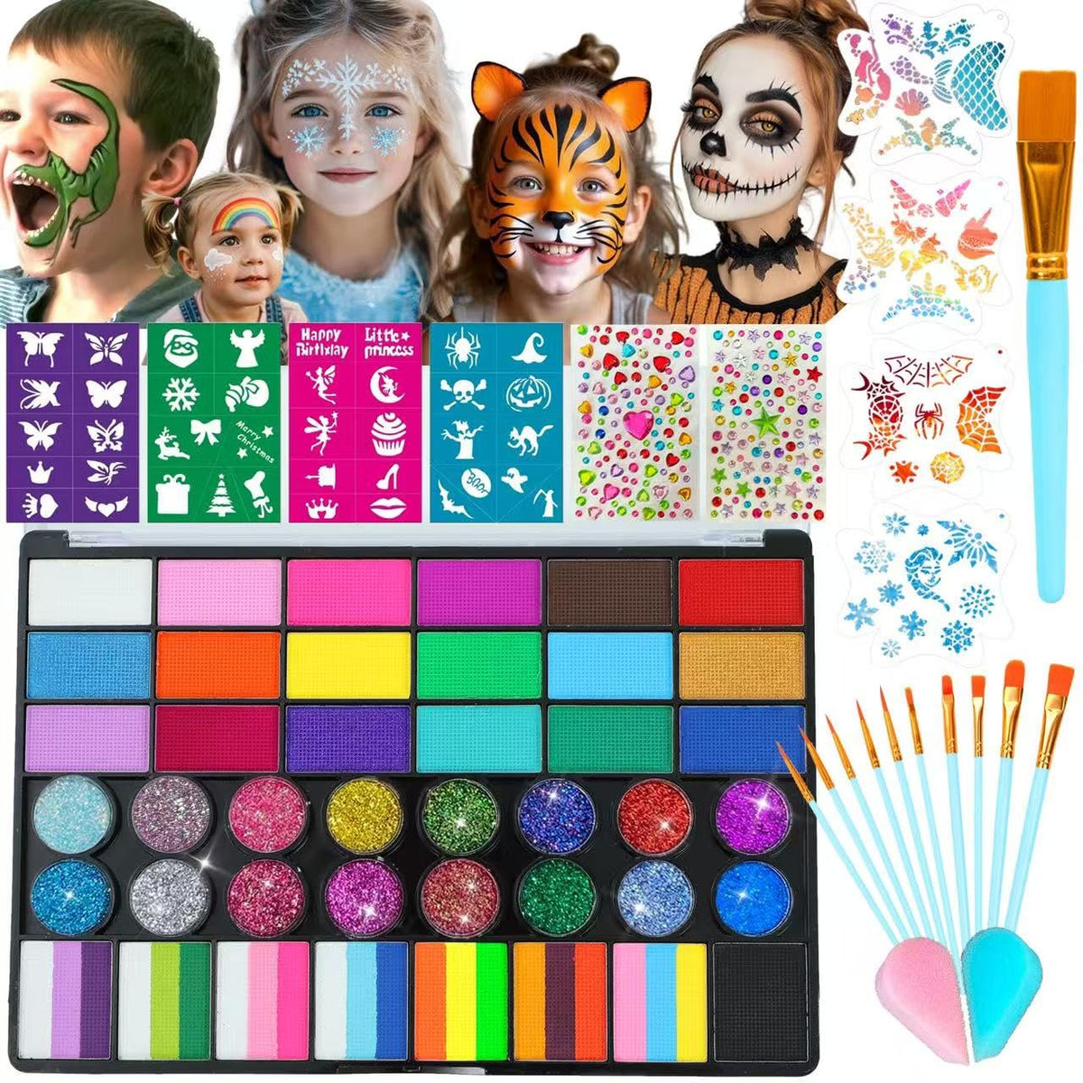 Lovlov face paint kit offers a 42-color palette for kids' party art