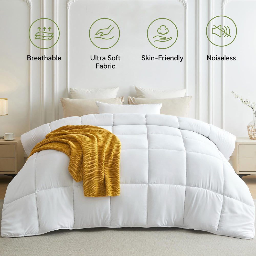 Lovsoul queen comforter folded in basket emphasizing easy care and storage