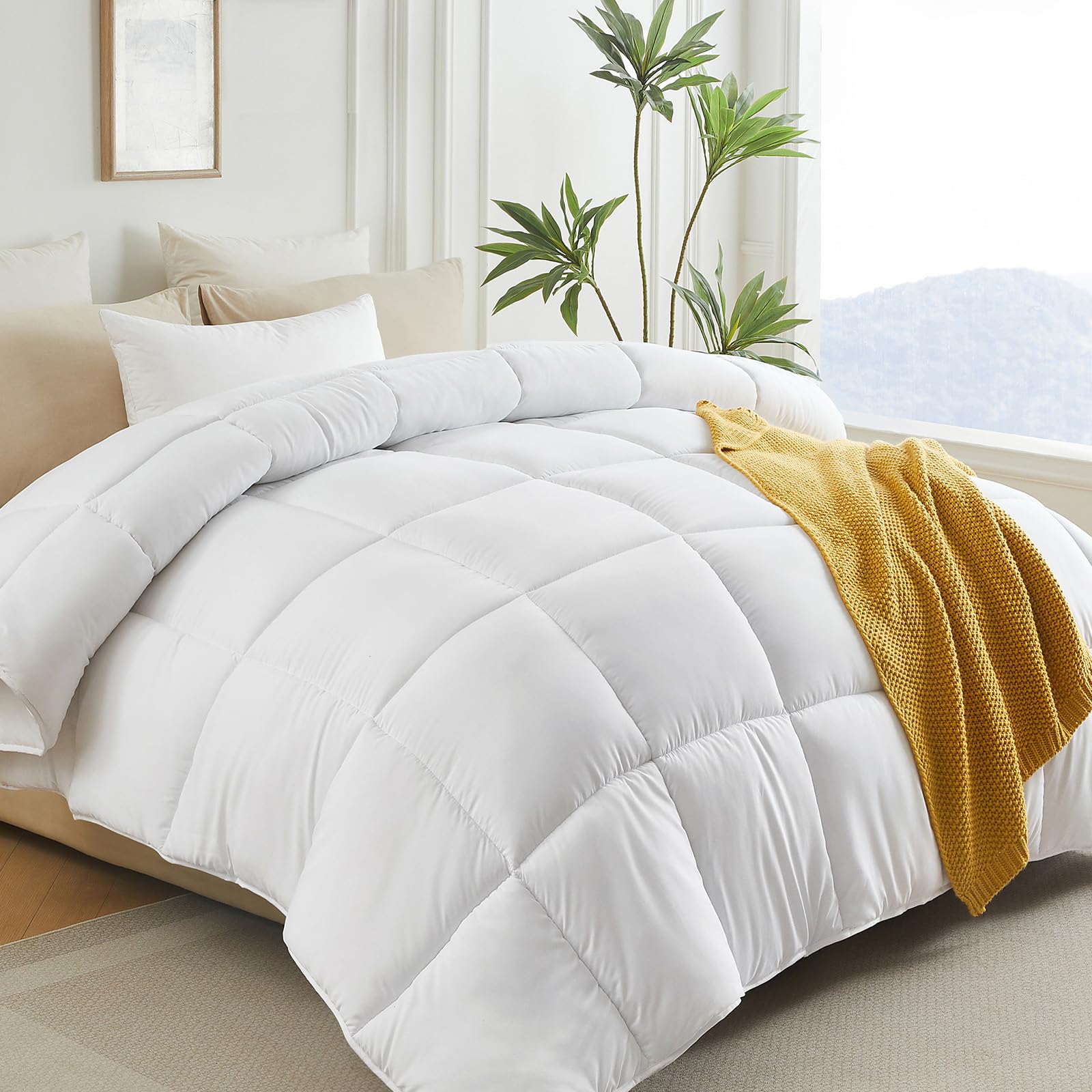 Lovsoul down alternative queen comforter front view showing all-season versatility
