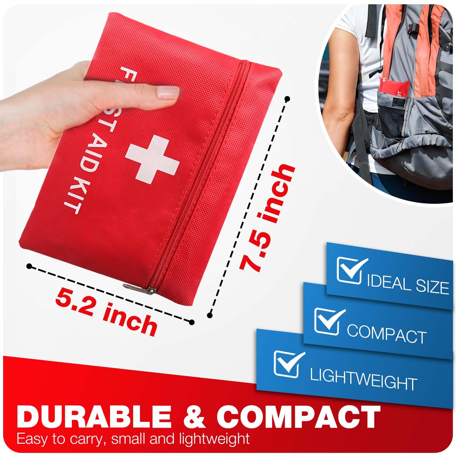 LOYEE hiking camping trauma kit with organized sleeves for fast access.