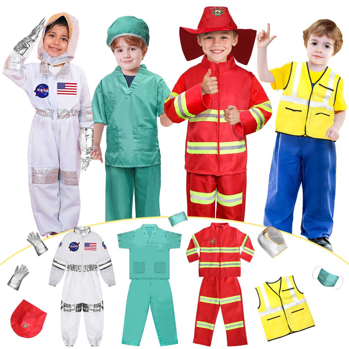 LOYO Complete 12-piece dress-up kit supports versatile pretend play.