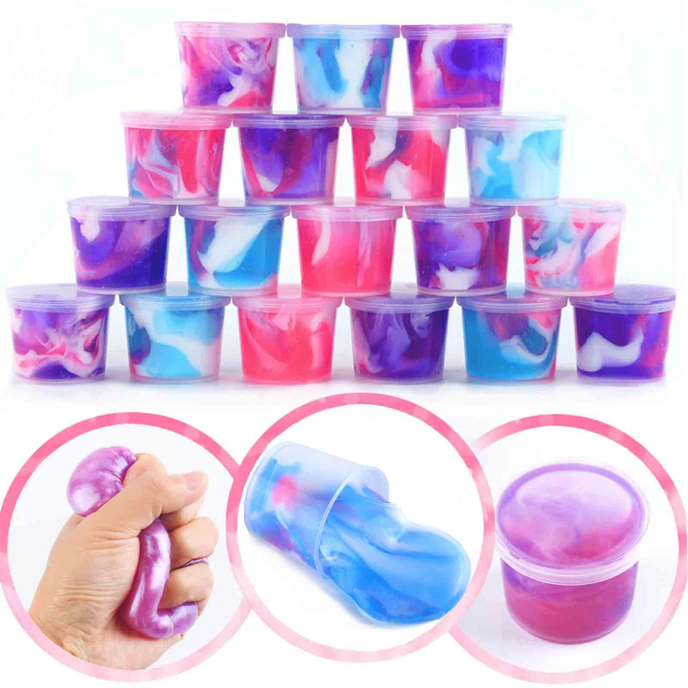 LPFEZRS 24-pack slime with swirl patterns showcases variety and playful appeal.