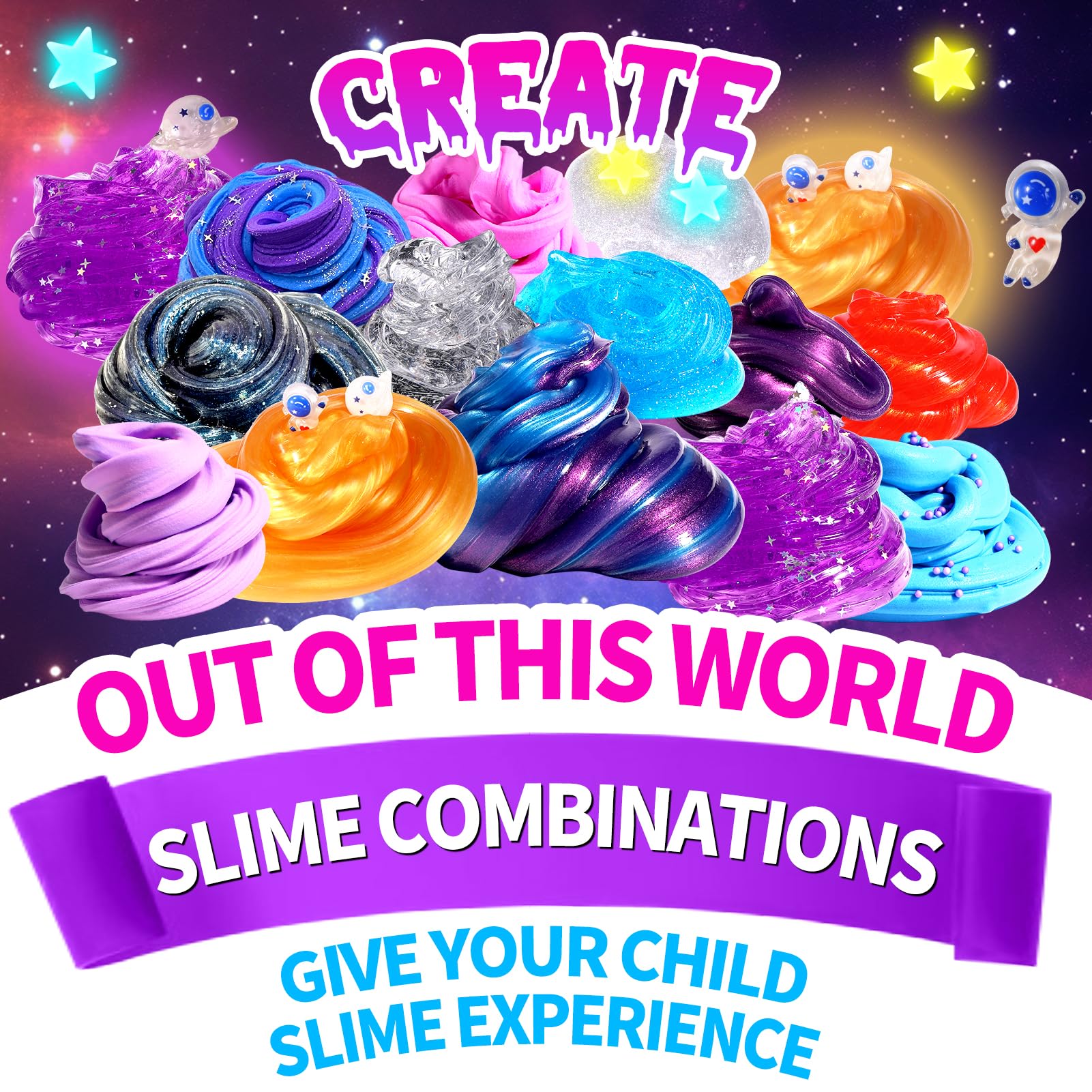 LPFEZRS galaxy slime kit butter slime texture for satisfying stretches
