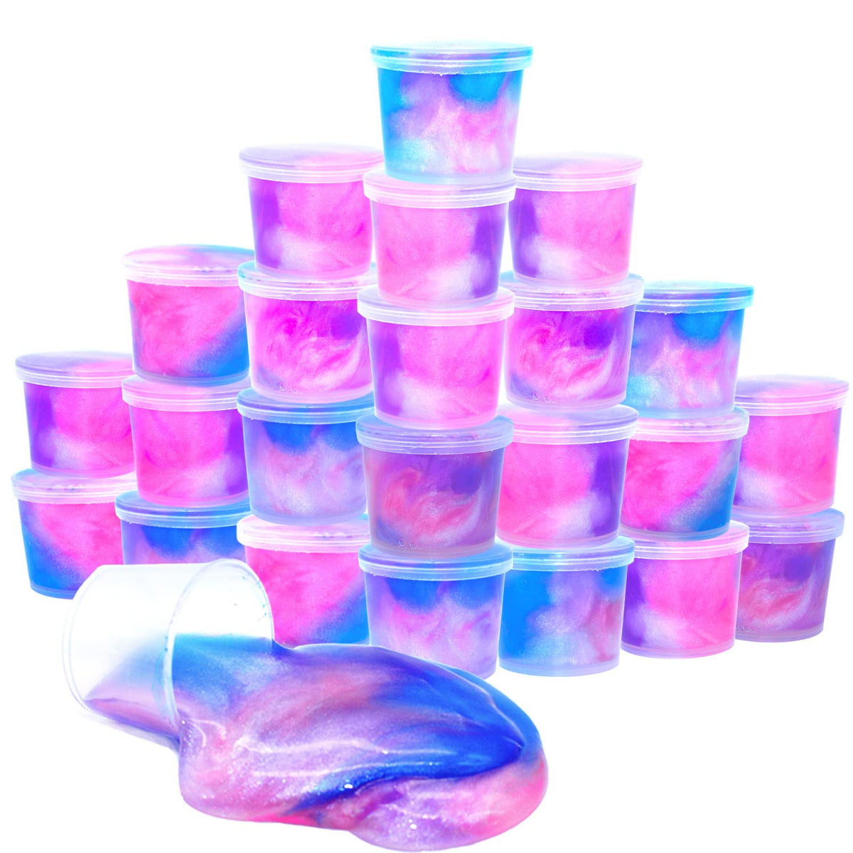 LPFEZRS Unicorn Galaxy Slime pack display with vibrant colors and soft texture for stress relief.