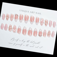 LPOODDNU 24-piece nail kit with glossy almond nails for quick DIY manicures