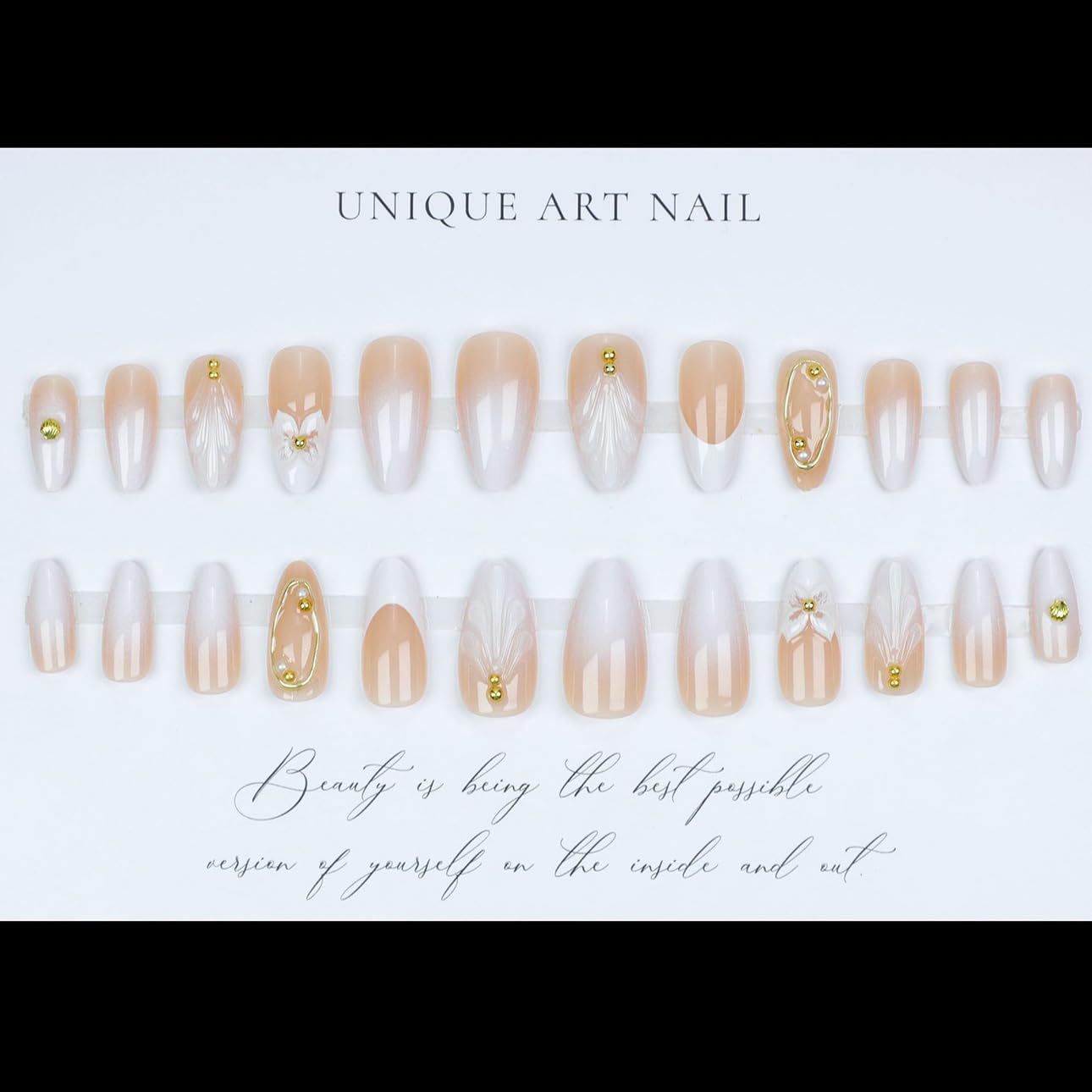 LPOODDNU 3D gilding flower design nails on almond shapes for decorative detail