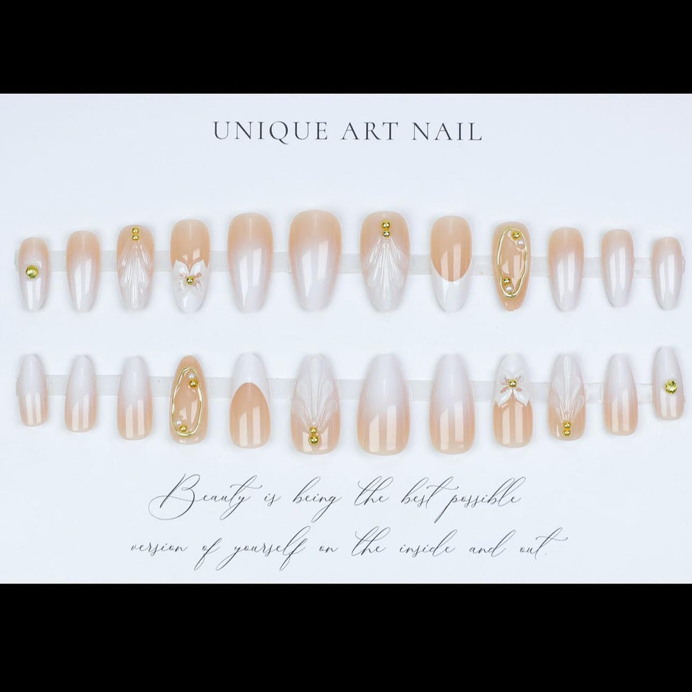 LPOODDNU 3D gilding flower design nails on almond shapes for decorative detail
