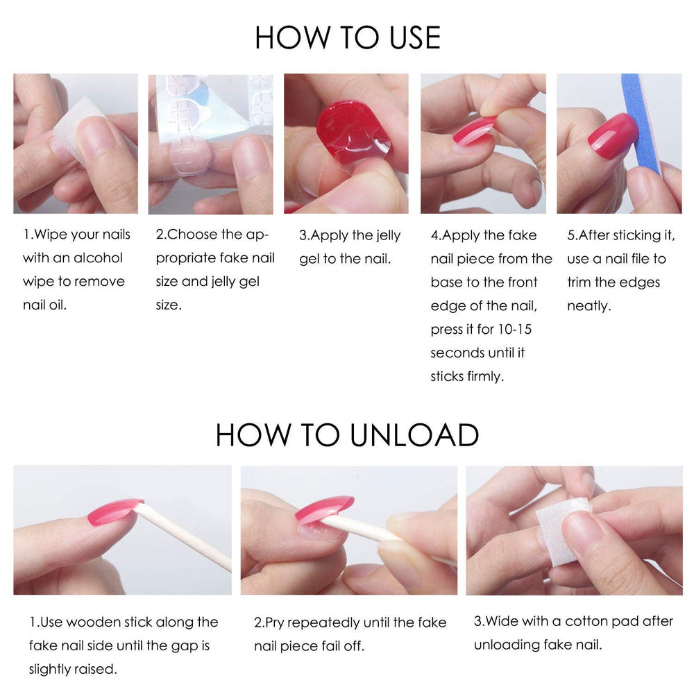 LPOODDNU reusable false nails allow easy removal with warm water.