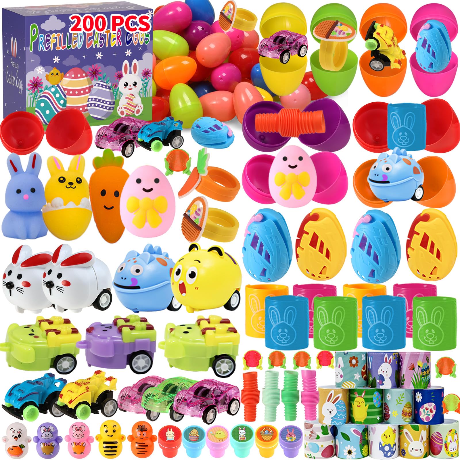LQV 200pcs bulk prefilled Easter eggs with toys for instant celebration.