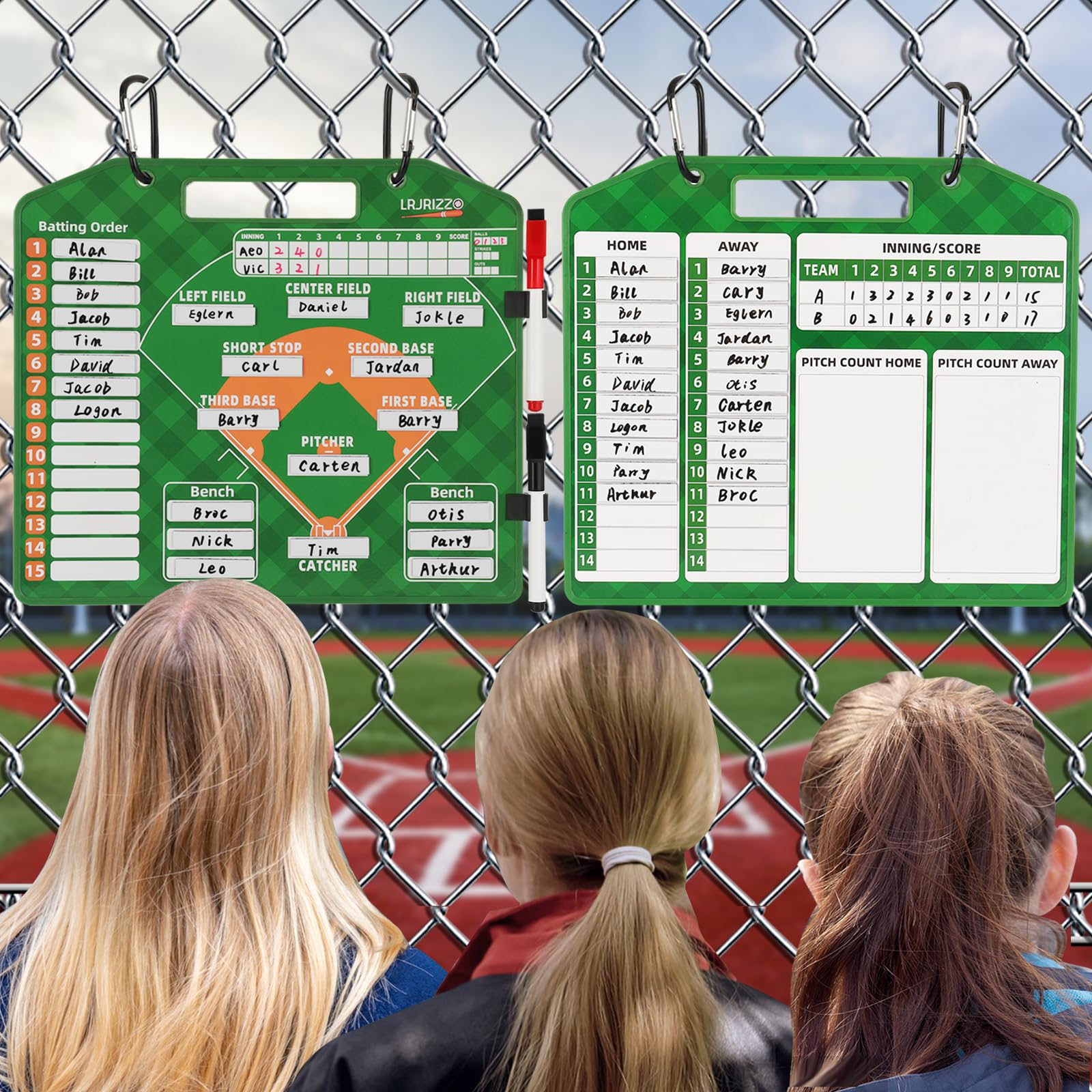 lrjrizzo two sided magnets display clearly indicating player positions on green board