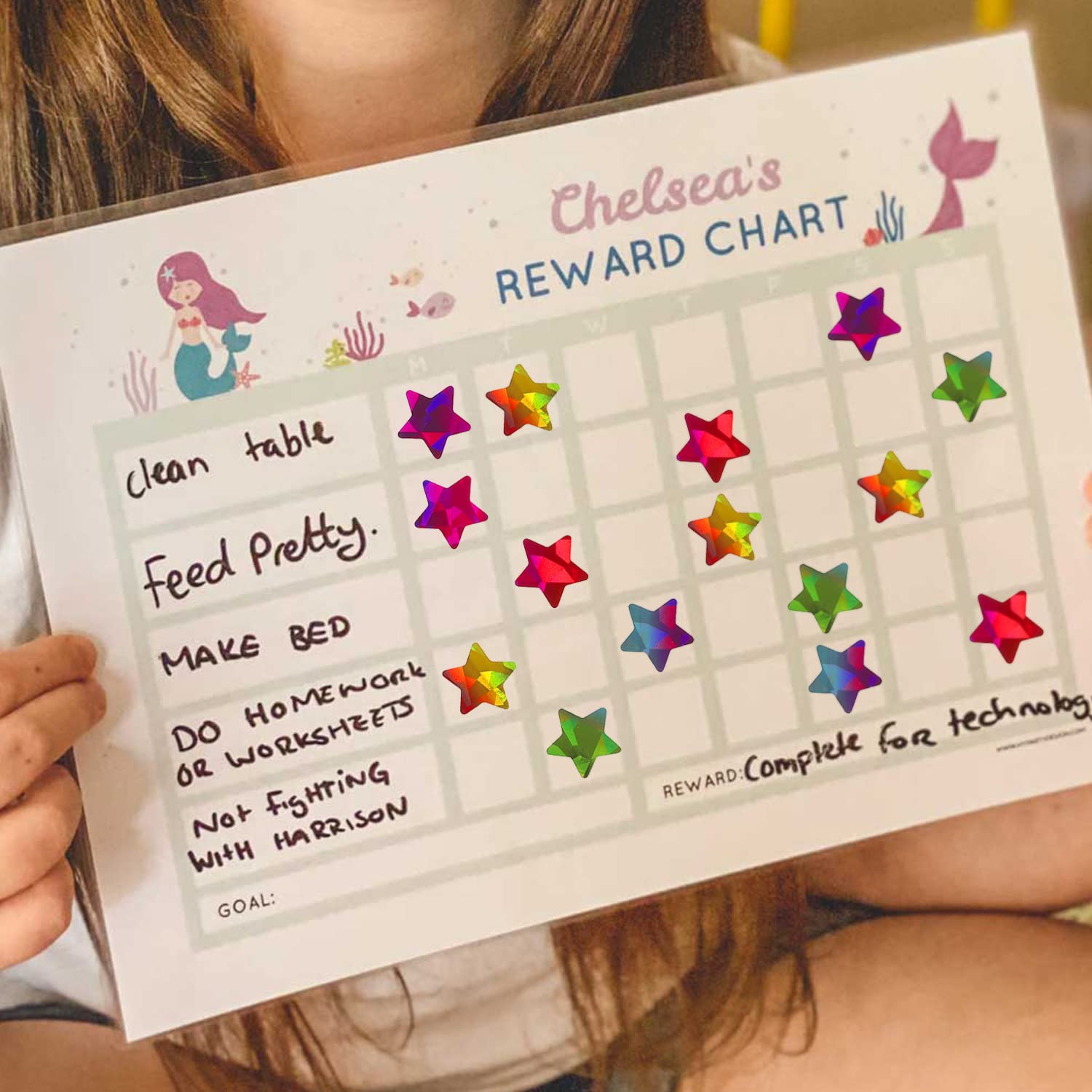 Multicolor star stickers for envelopes, calendars, and crafts