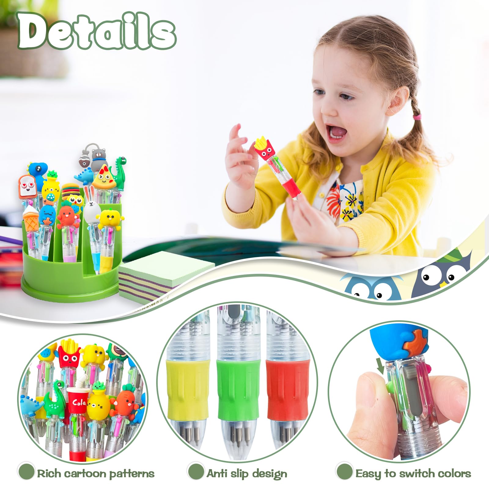 Lshfwn mini multicolor pen with vegetable patterns for creative writing.