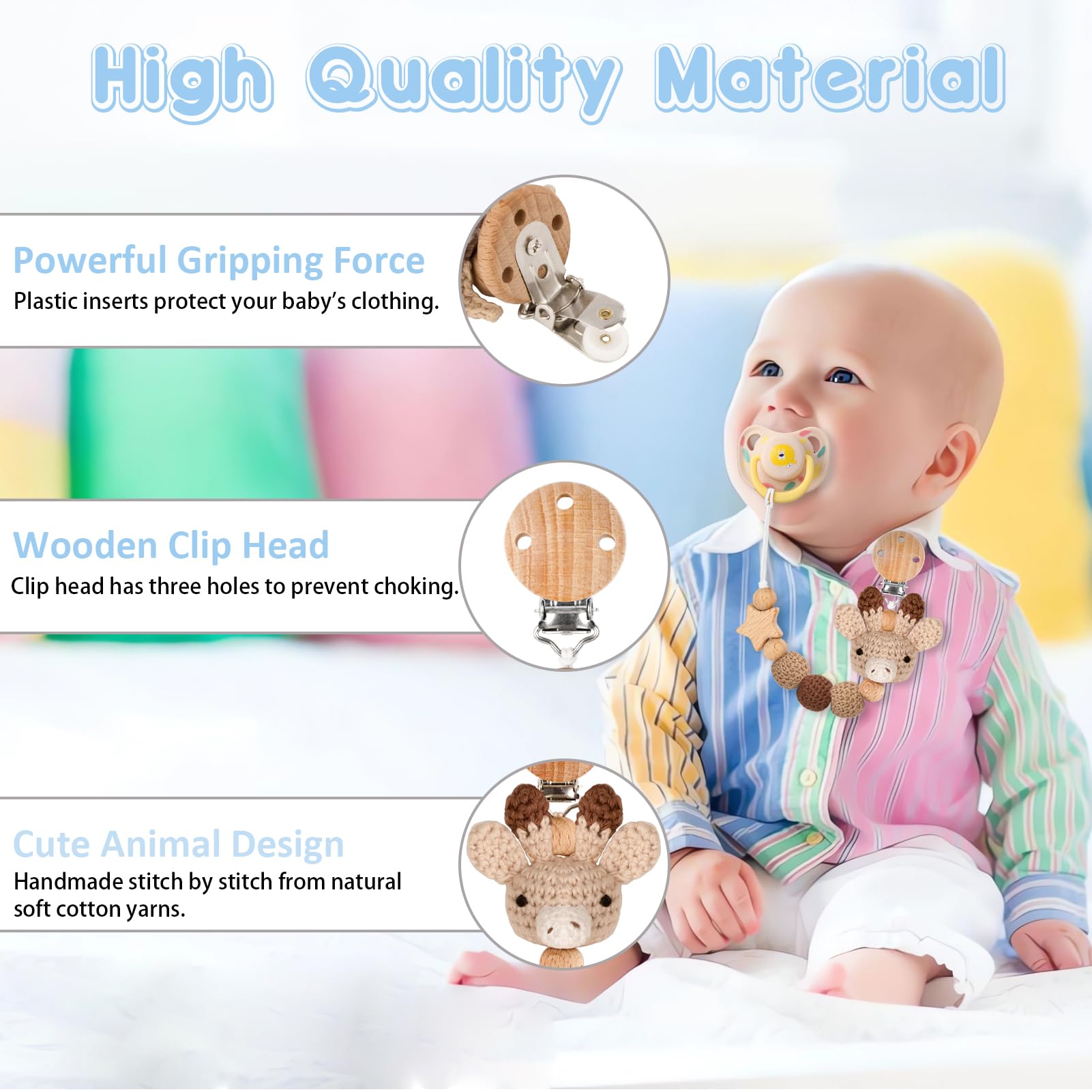 LSTRAGY pacifier clip with teether and clip versatility for on-the-go