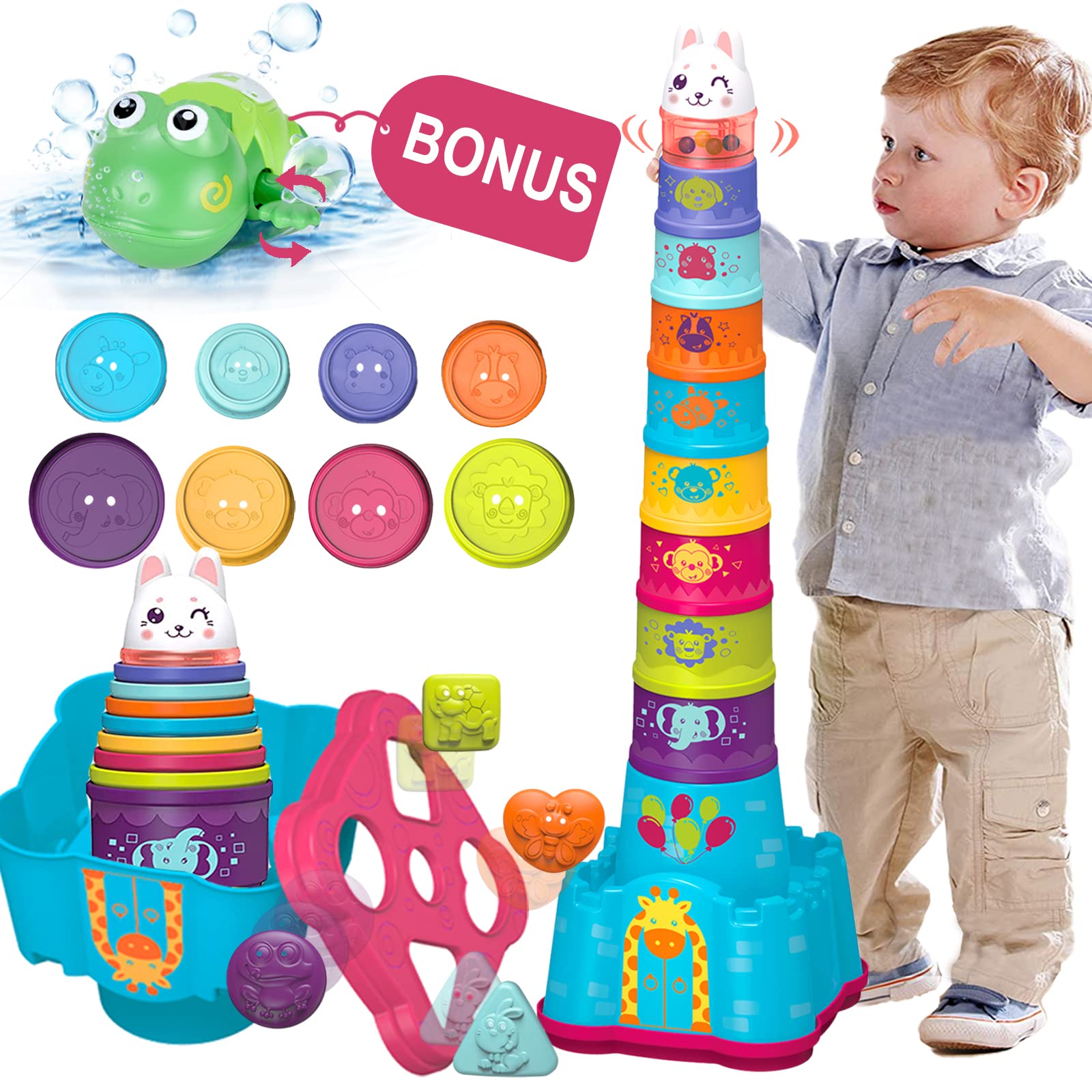 LTKFFFdp baby stacking cups for sensory play and color recognition.