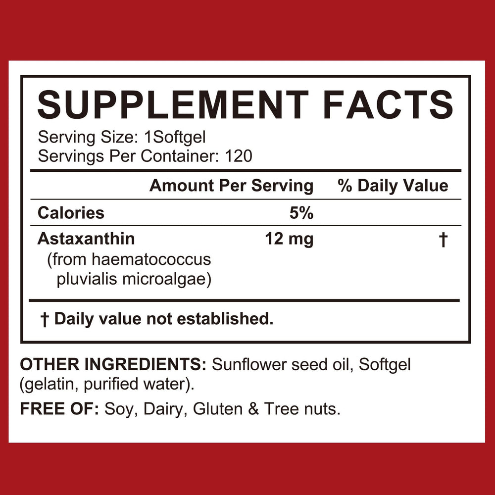 LTQXGT Haematococcus microalgae source highlights natural astaxanthin origin.