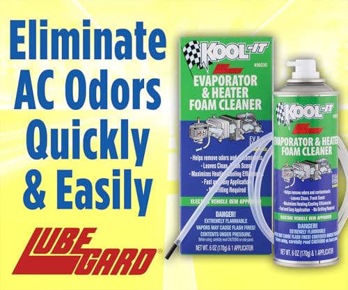 Lubegard Kool-It evaporator cleaner applied near vents promotes fresh cabin air.