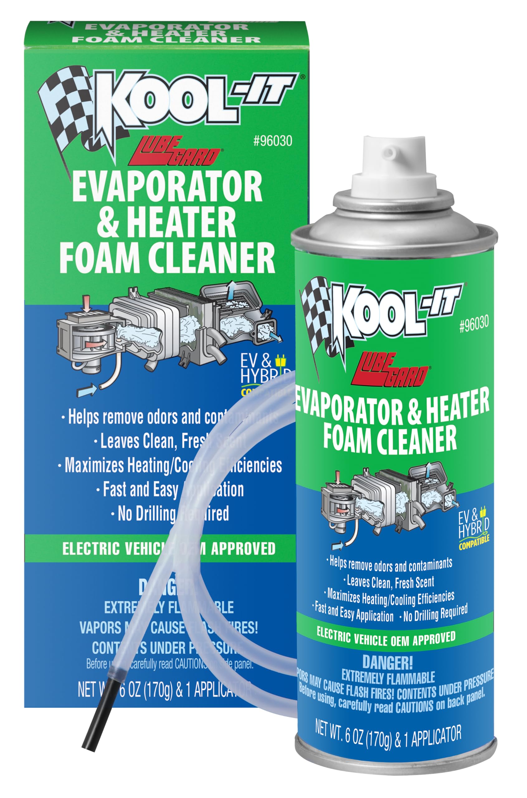 Lubegard Kool-It evaporator cleaner bottle with foaming action for cleaner HVAC cores.