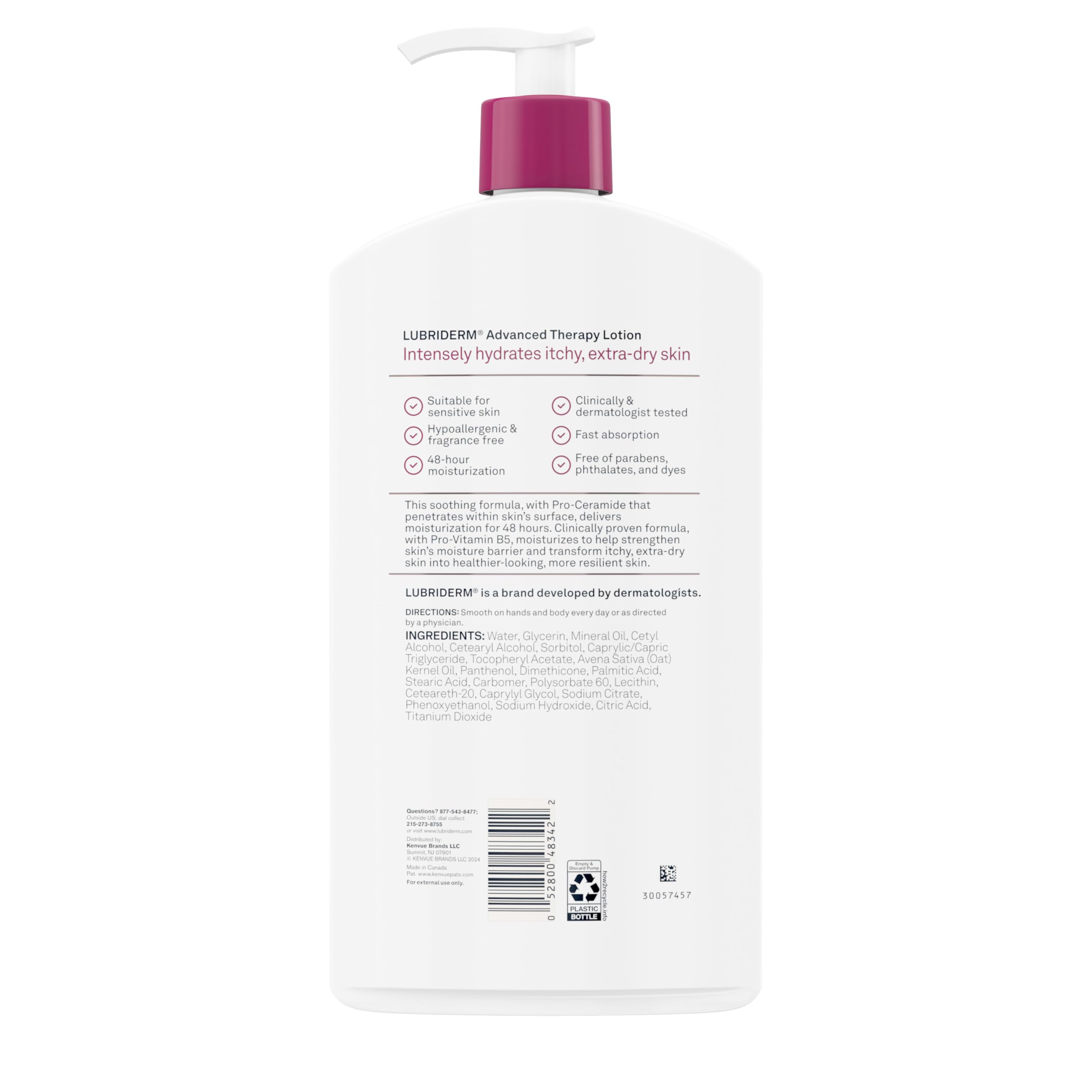Lubriderm Advanced Therapy fragrance-free non-greasy finish on skin
