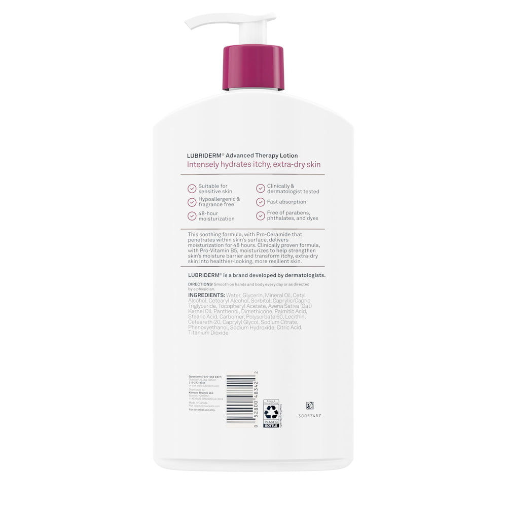 Lubriderm Advanced Therapy fragrance-free non-greasy finish on skin