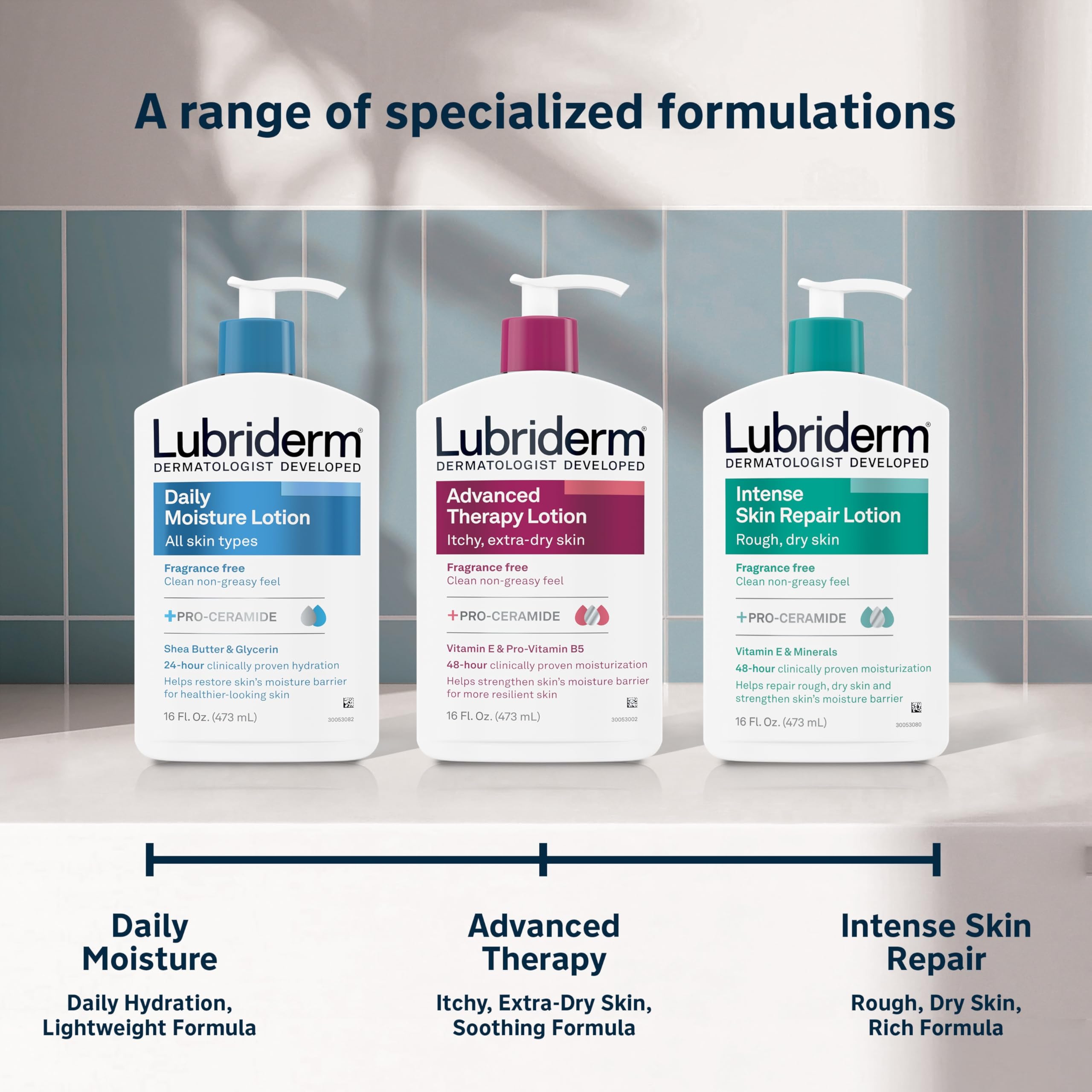 Lubriderm Advanced Therapy fragrance-free skin absorption closeup during massage