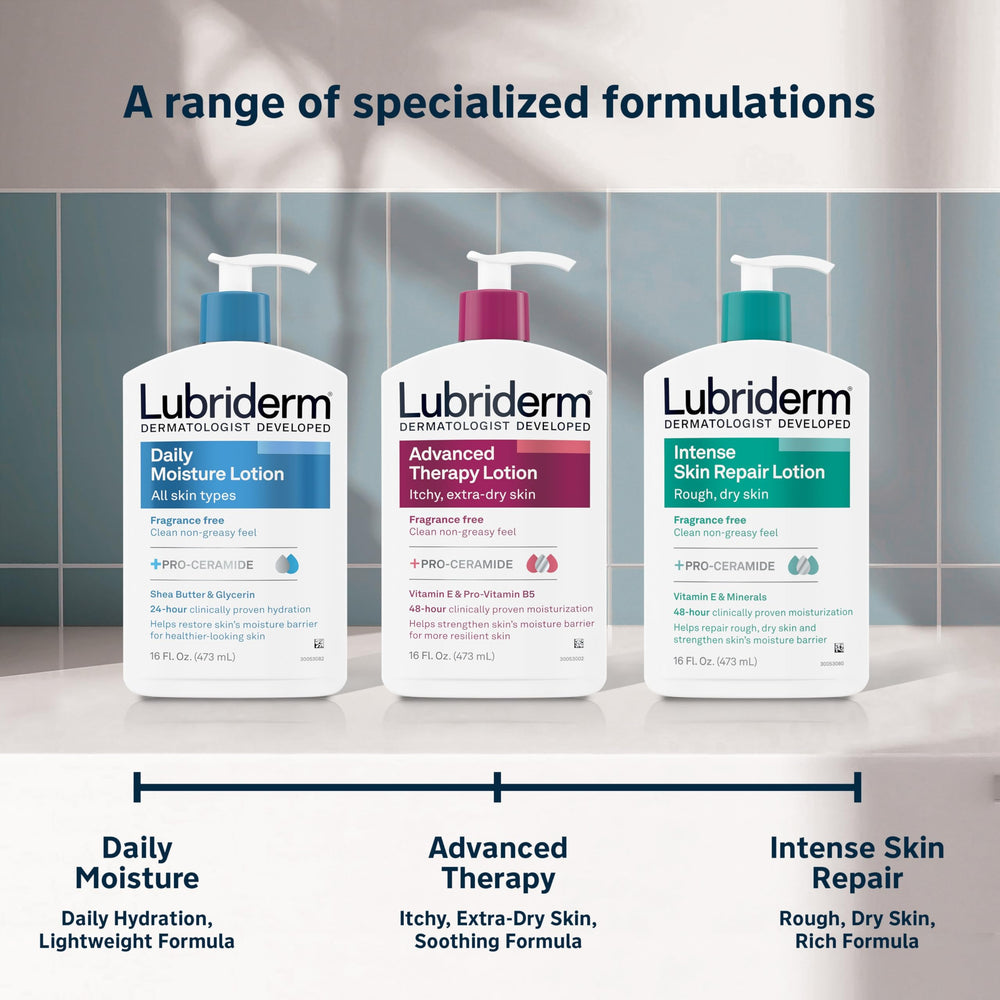 Lubriderm Advanced Therapy fragrance-free skin absorption closeup during massage