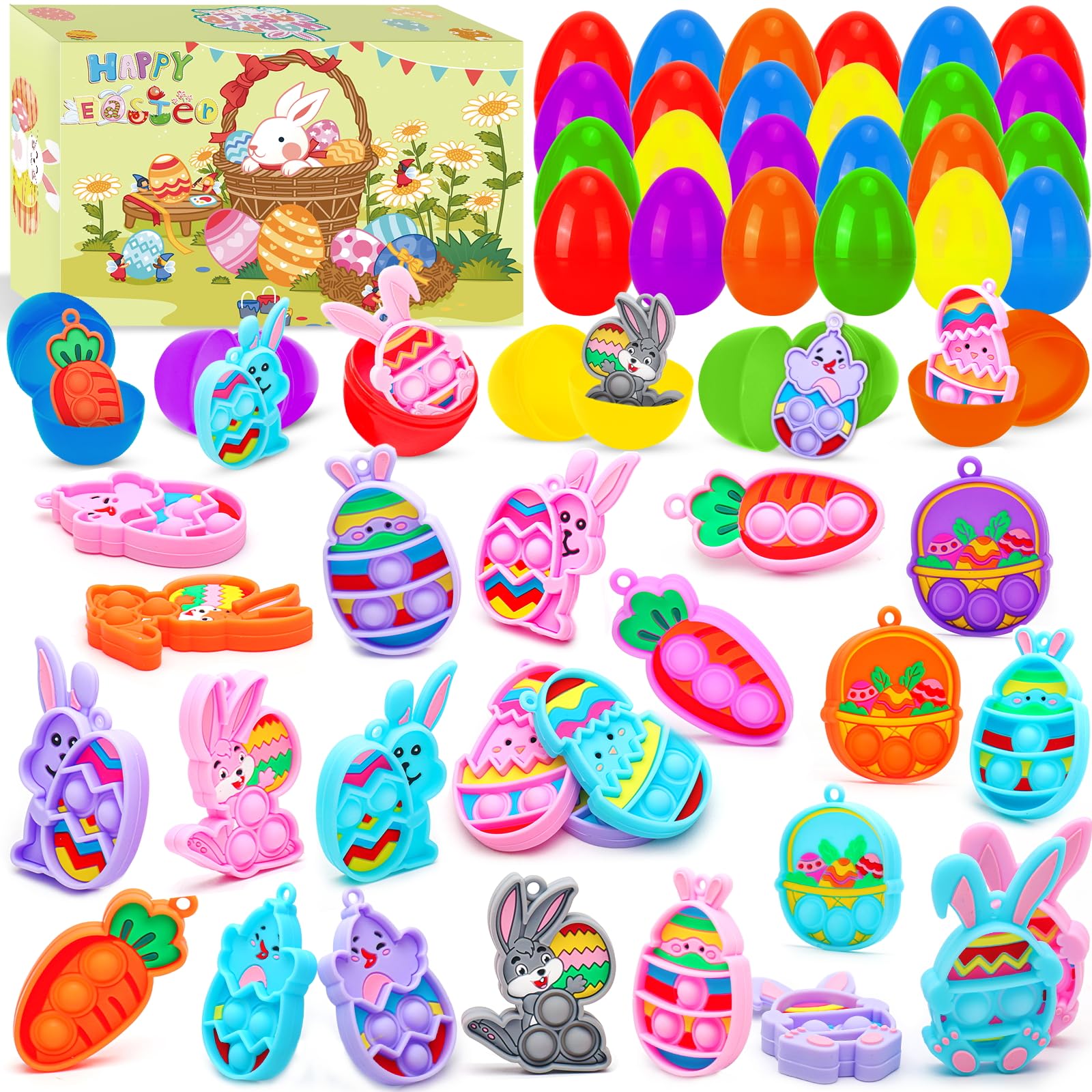 LUBUYILD Easter eggs with pop toys set in six colors for kids' activities