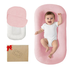 Lucakuins Baby Lounger pink soft cover for cozy snuggling and gentle newborn comfort.