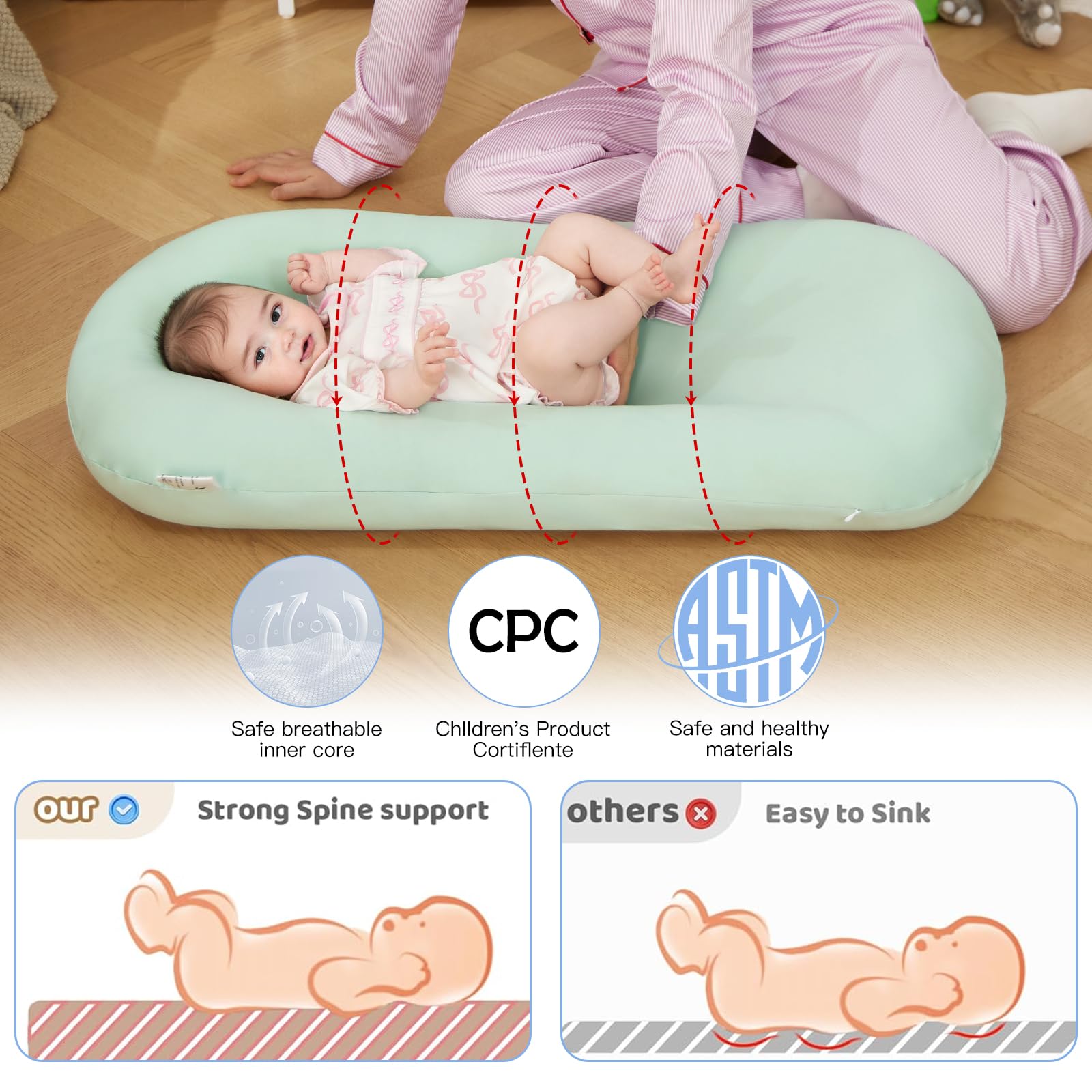 Lucakuins portable cushion lengthens space for growing babies on the go.
