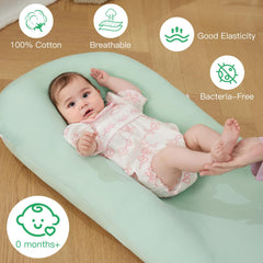 Lucakuins newborn support cushion provides soft, breathable cotton comfort.