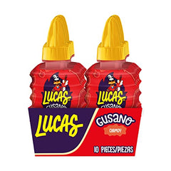 Lucas Chamoy hot liquid candy gusano on plate – ideal party treat