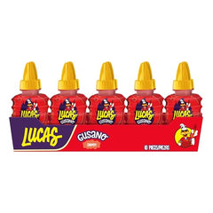 Lucas Chamoy gusano piece in hand – portable snack for travel