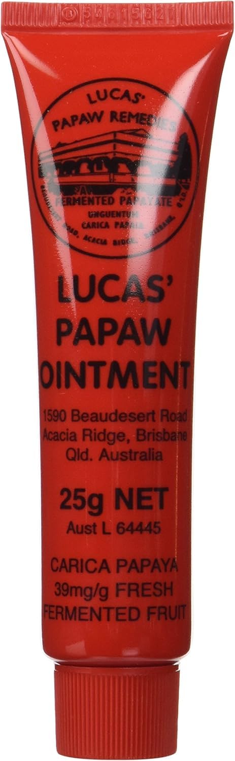 Lucas Papaw Ointment 25g compact tube for on-the-go lip and skin relief.