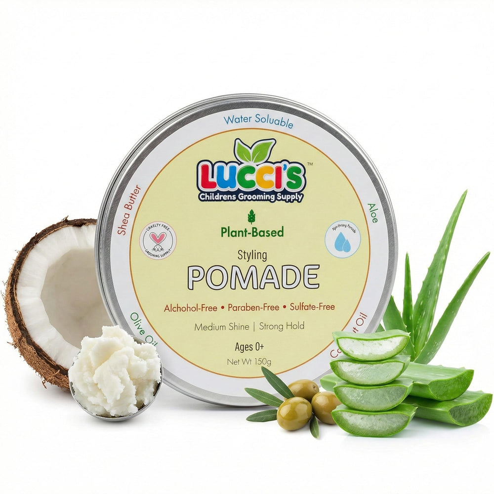 LUCCI’S Baby Hair Gel 5oz bottle for quick, neat styling.