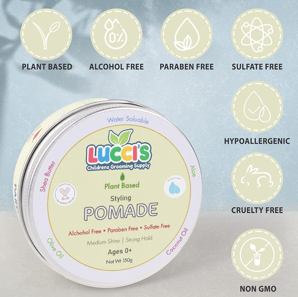 LUCCI’S gel smooths frizz for a neat fringe.