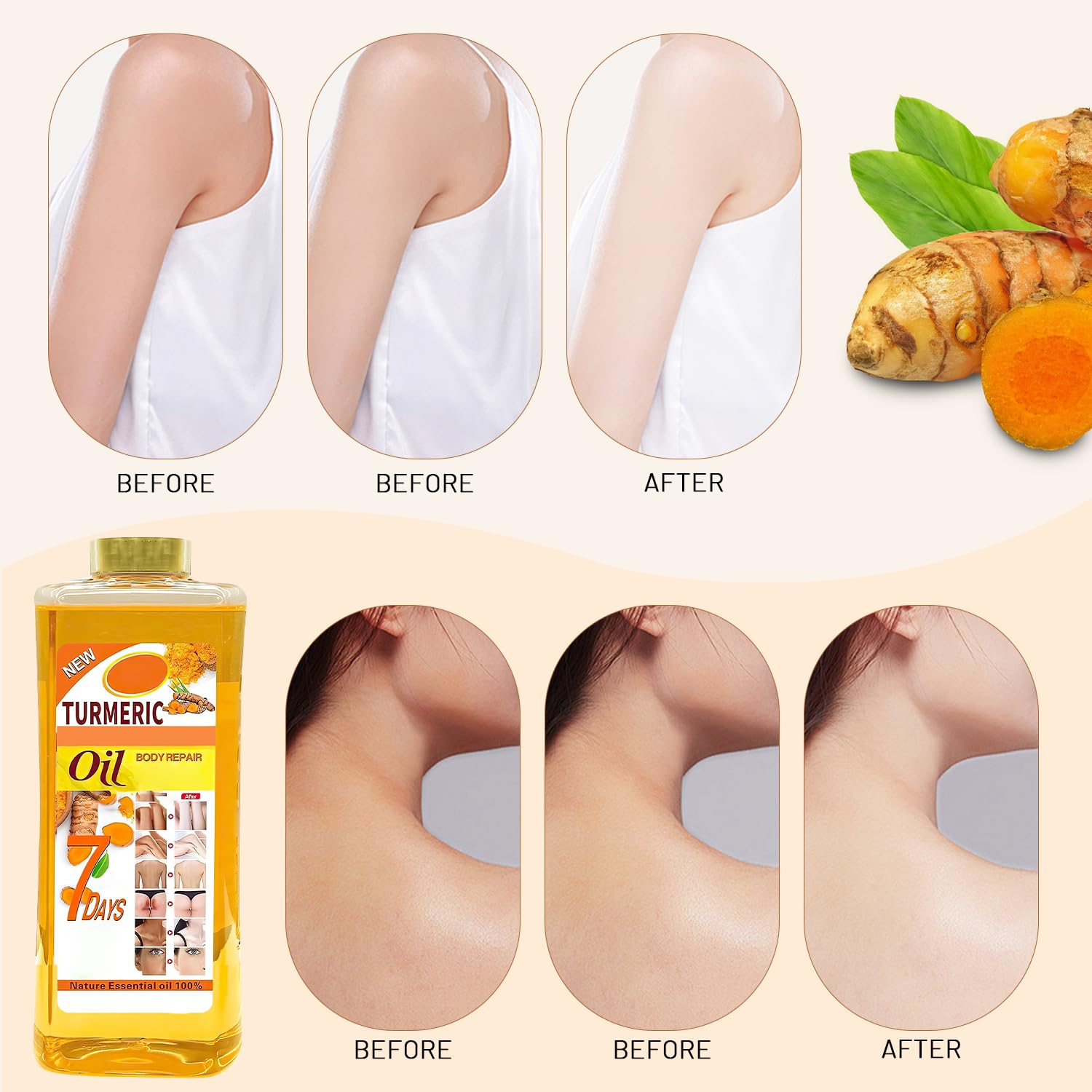 Lucift Soft 7 oil showing ginger extract close-up on skin.