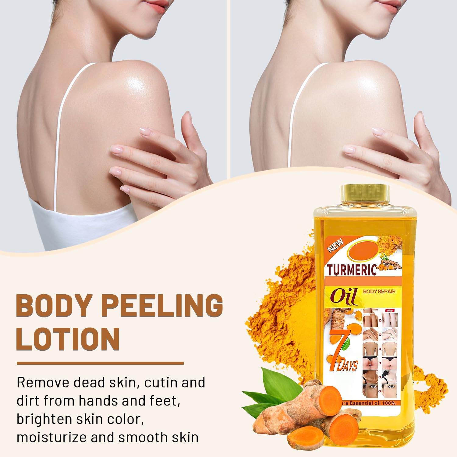 Lucift Soft 7 turmeric oil bottle for radiant skin.