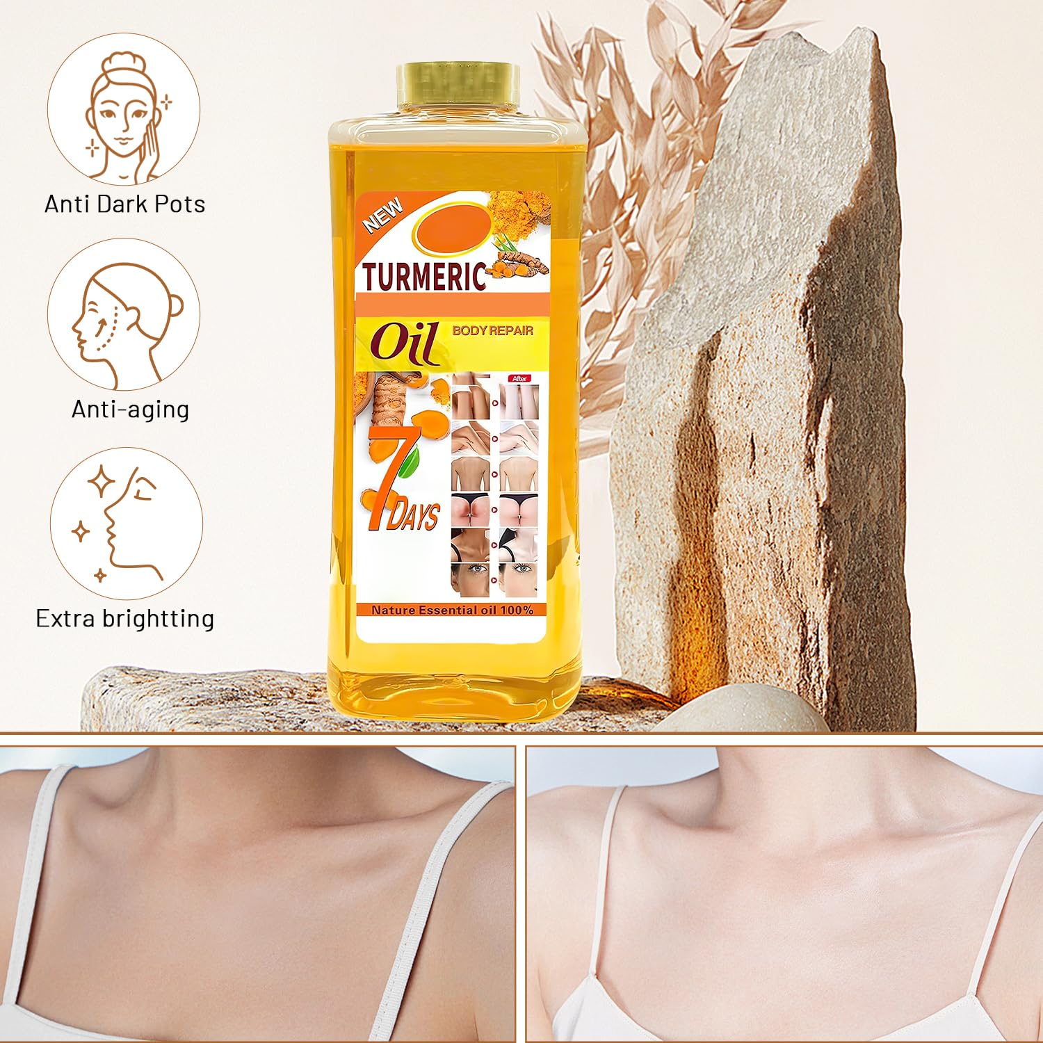 Lucift Soft 7 turmeric oil label detail on bottle.