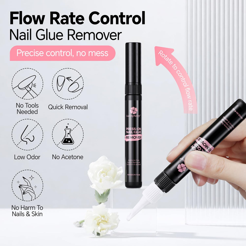 Luckyfairy angled tip enables precise edge application under press-on nails