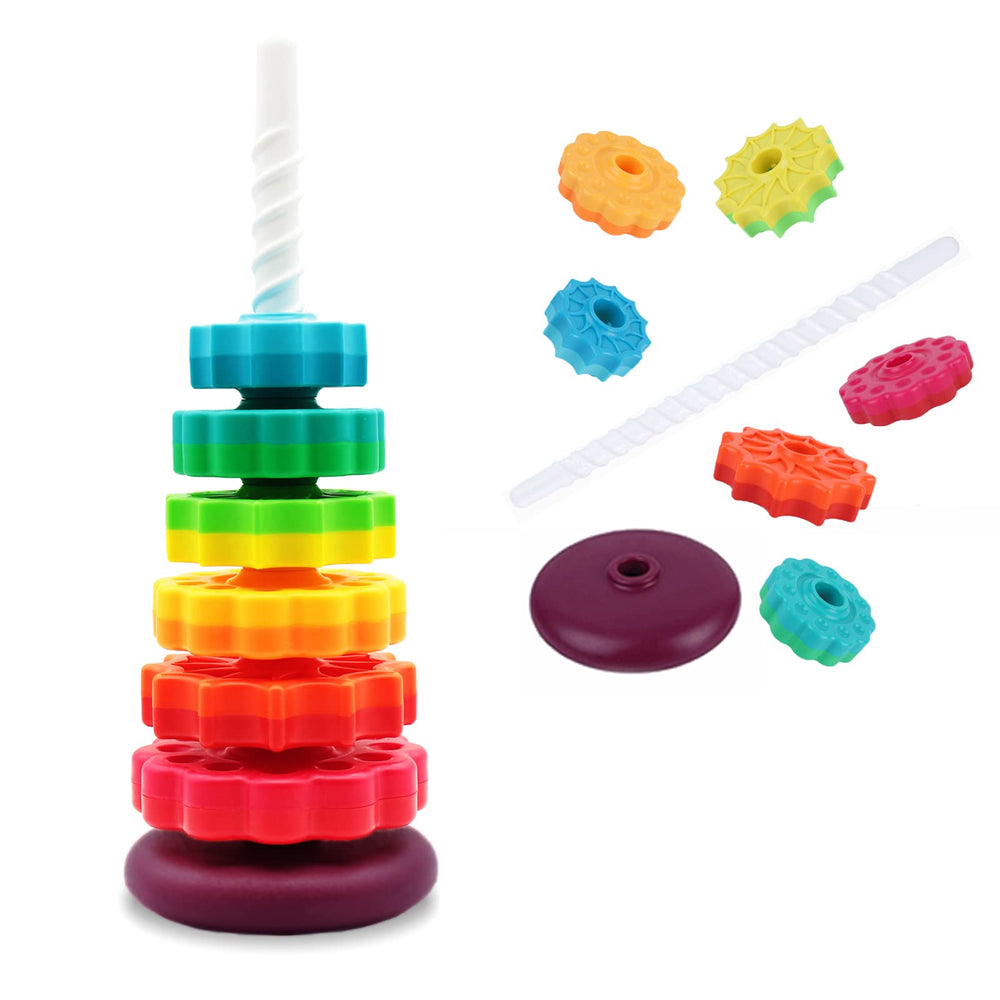 Luckfuture baby stacking toy spins disks for engaging play