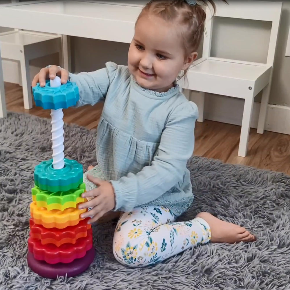 Luckfuture rainbow stacking rings promoting color recognition and hand-eye coordination