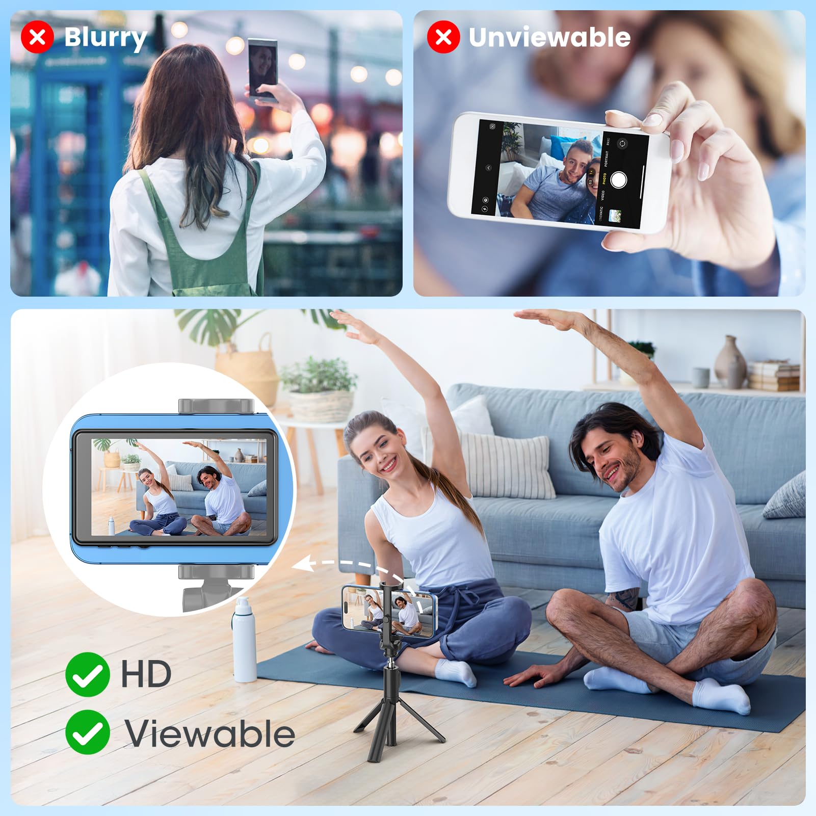 Lucksky monitor magnetic fixation attaches to iPhone or phone.